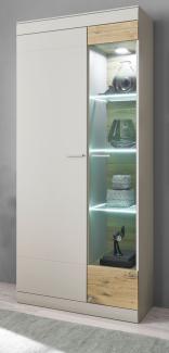 Vitrine Griego in grau matt und Eiche 90 x 199 cm