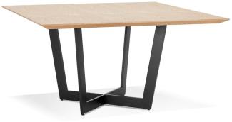 Kadima Design Quadratischer Esstisch, 140 cm, Holzplatte, Metallgestell. Beige