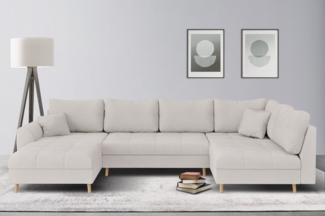 Home affaire Wohnlandschaft CHARRE U-Form, incl. 3 Zierkissen, auch in Cord und Bouclé, feine Steppung, lose Rückenkissen