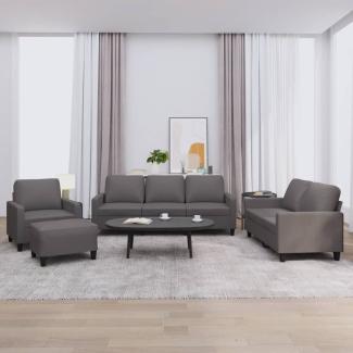 vidaXL 4-tlg. Sofagarnitur mit Kissen Grau Kunstleder 3201405