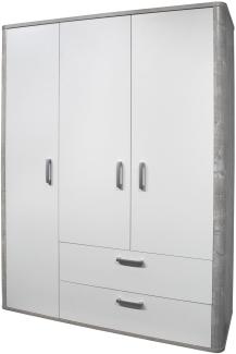 Kleiderschrank Edana 138 x 51 x 189 Kinderzimmerschrank Vintage Woody Grey/Weiß Matt 15109