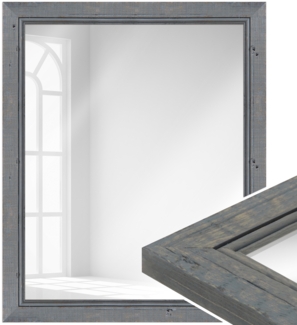 WANDStyle Wandspiegel H660 aus Massivholz in Grau 47 x 57 cm im Stil Landhaus