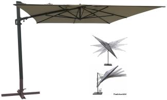 MALTA Alu-Ampelschirm neig- & drehbar Gartenschirm 3x4m ecru