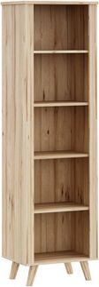 Forte VANKKA Regal 60, Offenes Regal mit 4 Einlegeböden und erhöhten Möbelbeinen, Holzwerkstoff, Planked Eiche Dekor/Weiß, 60 cm breit, 201,5 cm hoch, 42 cm tief