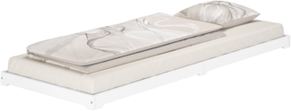 Weißes Flachbett extra niedriges Holzbett in Überlänge 90x220 Kiefer V-60.47W-09-220ohne Zubehör