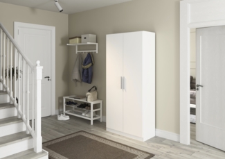 rauch Minosa, Schuhschrank, Garderobenschrank, 2-türig, mit 6 Einlegeböden, Farbe Weiß, BxHxT 91x197x41cm