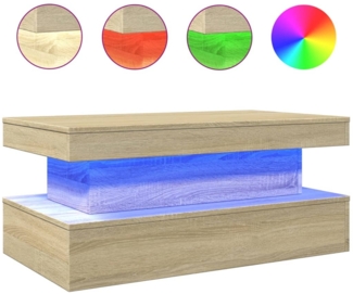 Couchtisch, Sofatisch mit LED-Leuchten Sonoma-Eiche 90x50x40 cm