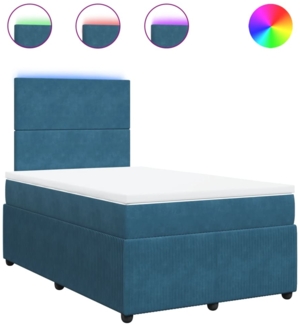 vidaXL Boxspringbett mit Matratze Blau 120x200 cm Samt 3294608