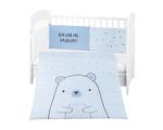 Kikkaboo Babybettwäscheset Bär 3tlg Decke 135 x 95 cm Nestchen 180 x 35 cm Bezug blau