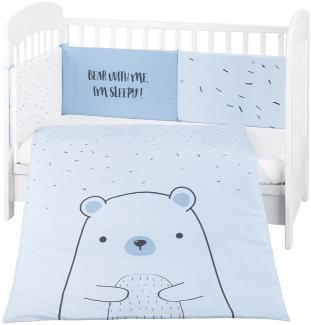 Kikkaboo Babybettwäscheset Bär 3tlg Decke 135 x 95 cm Nestchen 180 x 35 cm Bezug blau