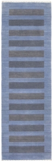 Morgenland Wollteppich - Stripy - läufer - 250 x 80 - Blau