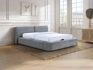 Vente-unique - Bett mit Stauraum 180 × 200 cm – Stoff – Grau – JUDALO by Maison Céphy
