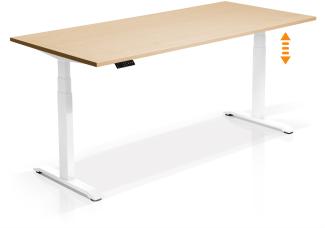 Möbel-Eins OFFICE ONE elektrisch höhenverstellbarer Schreibtisch / Stehtisch, Material Dekorspanplatte weiss ahornfarbig 120 x 80 cm