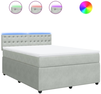 vidaXL Boxspringbett mit Matratze Hellgrau 140x200 cm Samt 3290070