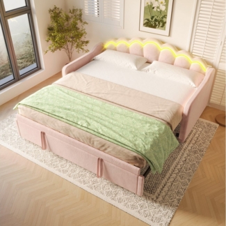 Flieks Daybett, LED Tagesbett Schlafsofa Kinderbett umwandelbar 90x200cm/180x200cm