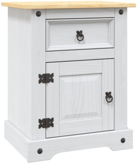Nachttisch Nachtschrank im Mexiko-Stil Corona Kiefernholz Weiß 53x39x67 cm
