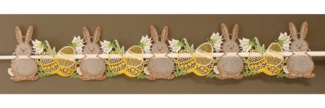 Stickereien Plauen Scheibengardine Osterhasen, Stangendurchzug (1 St), halbtransparent