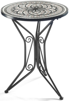 Kobolo Beistelltisch Gartentisch Metalltisch in Mosaikoptik grau weiß (kombinierbar, 1-St)