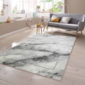 TeppichHome24 Teppich Wohnzimmerteppich modern Marmor Optik in grau, rechteckig
