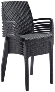 BICA Verona Gastronomie Stuhl 6er Set mit Armlehnen | Graphit | Gartenstuhl | Wetterfest
