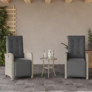 vidaXL Gartensessel mit Fußteil 2Stk. Verstellbar Hellgrau Poly Rattan 365198