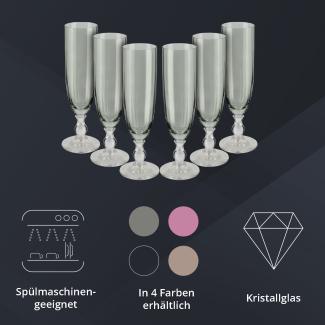 Peill+Putzler Germany 6er Set Sektkelche rauchgrün, 230ml Volumen, aus hochwertigem Kristallglas, sehr pflegeleicht da Spühlmaschinengeeignet, Glanzstücke für jede Gelegenheit