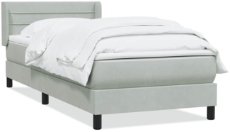 vidaXL Boxspringbett mit Matratze Hellgrau 80x210 cm Samt 3318177