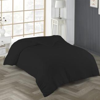 livessa 2er Set Bettbezug 200x200 cm mit Reißverschluss - Bettbezug 200x200 aus%100 Baumwolle Single-Jersey Stoff 140 g/m², Ultra weich und atmungsaktiv, Oeko-Tex Zertifiziert, Schwarz