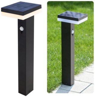 linovum LED Außen-Wandleuchte Solar Pollerleuchte ANBO schwarz Wegeleuchte mit Bewegungsmelder, LED-Leuchtmittel fest verbaut