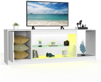 kehot TV-Schrank TV-Schrank aus gehärtetem Glas, verstellbare LED, TV-Schubladenschrank (Geeignet für Fernseher mit einer Größe von 65 Zoll und darunter) Lowboard-TV-Schrank, 1,5 m RGB-Bluetooth-LED, verstellbare Regale