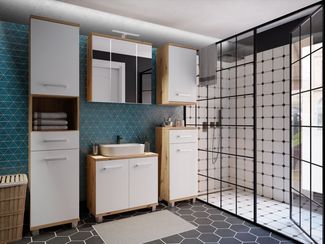 Badezimmer-Set >Veris< (5-teilig) in Artisan Eiche Dekor / secret grey