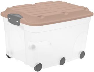 Rotho Aufbewahrungsbox Roller 6 mit Rollen und Deckel 57 L meadow rose