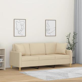 vidaXL 3-Sitzer-Sofa mit Zierkissen Creme 180 cm Stoff