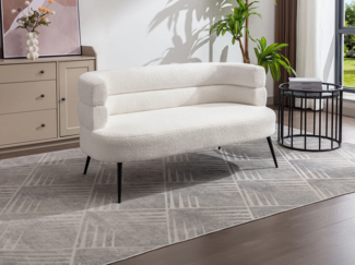 Vente-unique - Sofa 2-Sitzer - Bouclé-Stoff - Weiß - CAMEDO