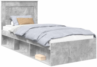 vidaXL Bettrahmen mit Kopfteil Beton 90 x 200 cm Massives Kiefernholz 3410139