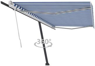 vidaXL Standmarkise Manuell Einziehbar 500x300 cm Blau/Weiß 3069776