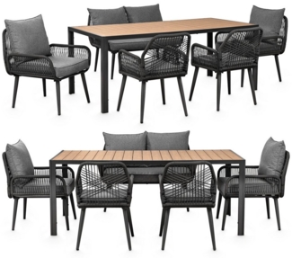 Swing&Harmonie Gartenlounge-Set für 4-6 Personen mit Tisch, Sofa, Stühle, (wetterfest, WPC-Tischplatte, Seilgeflecht Lounge, inkl. Kissen Sienna Garten Sitzgruppe)
