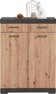 FMD Möbel - BRISTOL 100 - Garderobenkommode mit 2 Türen u. 2 SK - melaminharzbeschichtete Spanplatte - Matera / Artisan Oak - 80 x 109,1 x 34,9cm