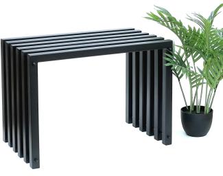 DanDiBo Hocker Metall Schwarz Sitzbank Massiv Wetterfest 60 cm Sitzhocker 96447 Ela Modern Bank Lamellenhocker