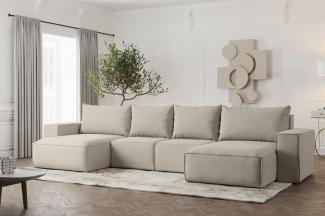 Wohnlandschaft U-Form Sofa ESTELLE in Stoff Opera Velvet Pearl