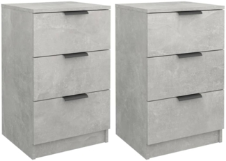 2er-Set Nachttische, Nachtschränke Betongrau 40x36x65 cm
