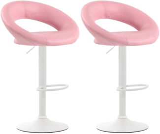 CLP 2er Set Barhocker Olinda Kunstleder höhenverstellbar und drehbar,pink weiß