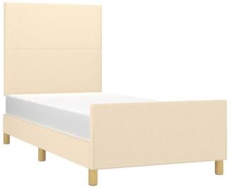 vidaXL Polsterbett mit hohem Kopfteil Stoff Creme 90x200 cm