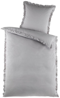 Holiday Heimtex Bettwäsche PURE ROMANTIC, L 135 x B 200 cm, Grau, Polyester, 1 teilig, mit Rüschen