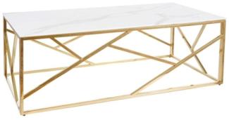 Feldmann-Wohnen Couchtisch Glastisch Escada A 120 x 60 x 40 cm Marmor weiß Gold