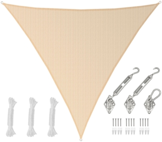 7x7x7m UV Sonnensegel Atmungsaktiv mit Befestigung Beige