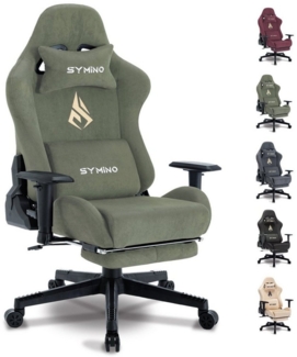 symino Gaming-Stuhl Drehstuhl, verstellbare Armlehnen und Rückenlehne, Memory Foam Kissen, mit Fußstütze, Grün
