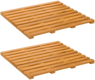 vidaXL Badematte Uni Braun 100x53 cm Holz 42025259