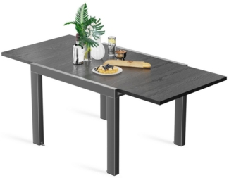 GUNJI Gartentisch Aluminium-Teleskoptisch, 80/160, 160/260cm, wasserdicht und rostfrei (Esszimmerstühle aus verdichtetem Aluminium, mehrere Größen, mehrere Farben erhältlich, verschiedene Stuhlkombinationen möglich)