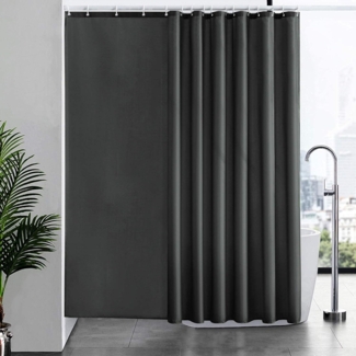 Furlinic Duschvorhang Überlänge 240x180cm Antibakteriell wasserdicht Dunkelgrau
